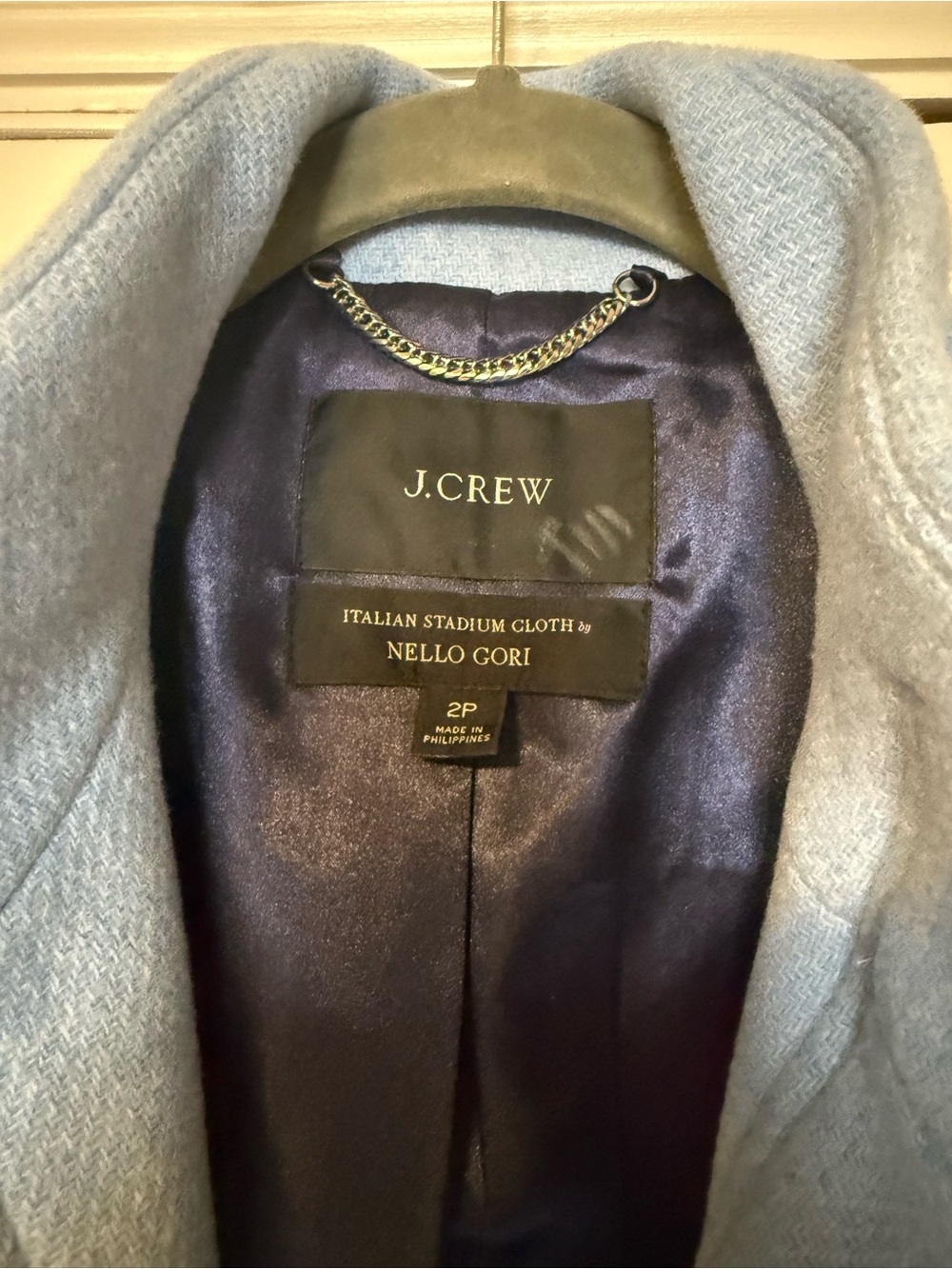 J. Crew Wool Cocoon Coat Stadium Cloth Heather Blue 2P - Picture 6 of 13